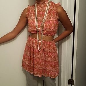 Ruffled Mandarin Collar Tunic-EUC